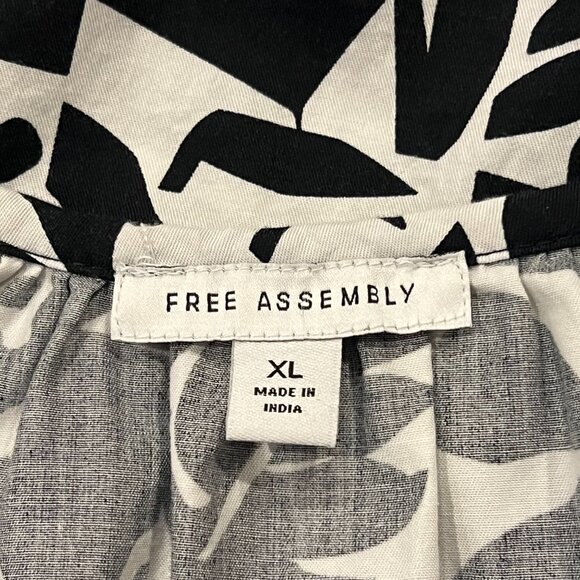 Free Assembly Relaxed Fit Print Cotton Dress, Pockets, Black White, XL - Picture 4 of 9